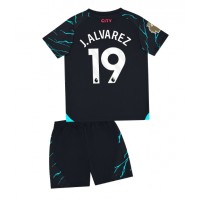 Manchester City Julian Alvarez #19 Tredjeställ Barn 2023-24 Korta ärmar (+ Korta byxor)
